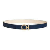 HERMES Calfskin Leather Belts Women's Blue/White Width 2.4CM