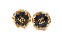 CHANEL 1994 Plated Hexagon Cc Clip On Earrings Costume Earrings