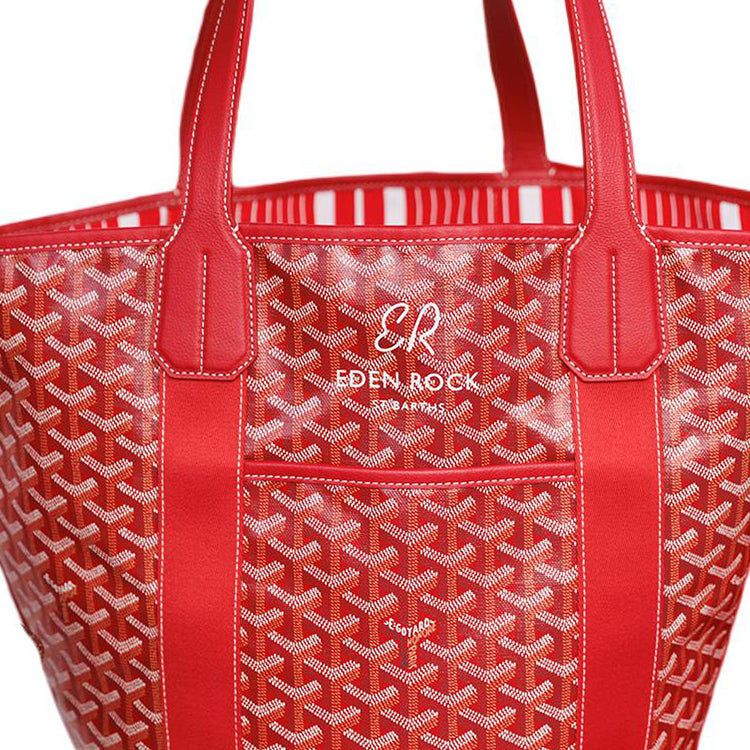 GOYARD Belharra Canvas With Leather Tote Bag Shopping Bag Bucket Bag Basket Bag Handbag Large Size Women's Red