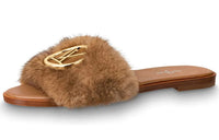 LOUIS VUITTON Lock It Slide Slippers Women's Amber Brown