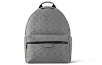 LOUIS VUITTON Discovery Cow Leather Backpack Men's Gray