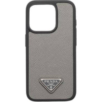 PRADA Leather Material Unique Waxed Cross Grain Textured Phone Cases Compatibility With IPhone 15 Pro Luxury