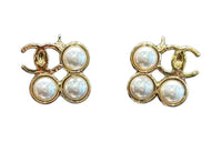 CHANEL Metal Artificial Pearl Earrings Women's Gold