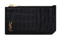 SAINT LAURENT Calfskin Leather Card Holder Men's Black