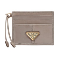 PRADA Leather Card Holder Women's Dark Gray