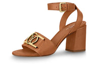 LOUIS VUITTON Lock It Block Heel High Heels Women's Brown