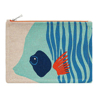 HERMES Canvas Canvas Bag Clutches Regular Women's Blue/Ecru