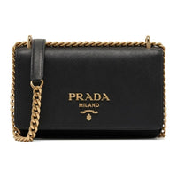 PRADA Leather Crossbody Bag Women's Black