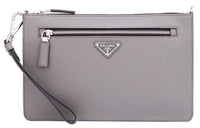 PRADA Cow Leather Shoulder Bag Crossbody Bag Clutches Regular Men's Gray