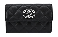 CHANEL Calfskin Wallet Women's Black