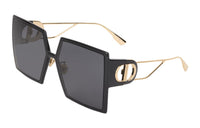 DIOR Plate Frame With Metal And Plate Square Sunglasses Unisex Black