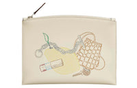 HERMES Bazar Vide Ton Sac Calfskin Clutch Women's Cream White
