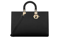 DIOR Bullhide Shoulder Bag Crossbody Bag Handbag Extra Large Women's Black