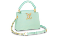 LOUIS VUITTON Capucines Cow Leather Kapustin Handbag Shoulder Bag Mini Women's Mint Green