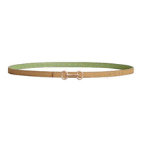 HERMES Calfskin Metal Leather Belts Women's Brown/Green Width 1.3CM
