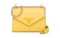 PRADA Saffiano Leather Shoulder Bag Women's Vibrant Yellow