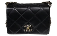 CHANEL Lambskin Flap Bag Shoulder Bag Crossbody Bag Women's Black