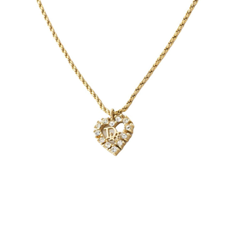 DIOR 1990s-2000s Heart Rhinestone Necklace