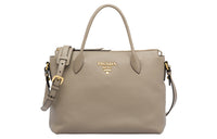 PRADA Leather Shoulder Bag Crossbody Bag Handbags Women's Clay Gray