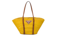 PRADA Leather One Shoulder Handbags Women's Vibrant Yellow