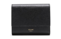 CELINE Cow Leather Wallet Women's Black
