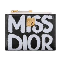 DIOR Calfskin Wallet Women's Black & White