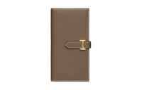HERMES Bearn Cow Leather Wallet Women's Elephant Gray