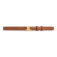 CELINE Calfskin Leather Belts Women's Brown Width 1.8CM