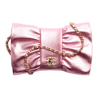 CHANEL Sheepskin Evening Party Bag Handbag Shoulder Bag Women's Pink