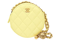 CHANEL Sheepskin Chain Shoulder Bag Women's Yellow