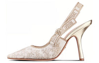 DIOR J'Adior Slim Heel High Heels Women's White Gold