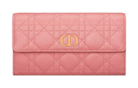 DIOR Caro Calfskin Wallet Women's Light Pink
