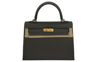 HERMES Kelly Epsom Leather Kelly Bag Handbags Unisex Cumulus Gray