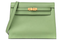 HERMES Cow Leather One Shoulder Crossbody Clutches Regular Women's Avocado Green