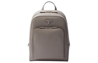 PRADA Leather Backpack Unisex Clay Gray