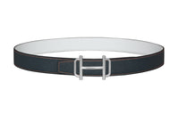 HERMES Leather Belts Women's Dark Blue/White