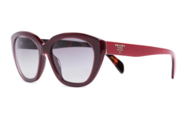 PRADA Acetate Acrylic Irregular Shape Sunglasses Women's Red