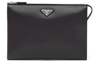 PRADA Leather Clutch Men's Black