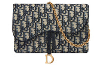 DIOR Saddle Fabric Saddle Bags Shoulder Bag Crossbody Bag Clutches Regular Women's Denim Blue
