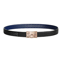 HERMES Calfskin Rose Gold-Plated Metal Leather Belts Women's Black Width 2.4CM
