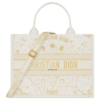DIOR BookTote Cotton Tote Bag, Shopping Bag, Handbag Medium Size Women's Light Yellow