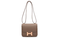 HERMES Constance Cow Leather Kangkang Shoulder Bag, Crossbody Bag Mini Women's Elephant Gray