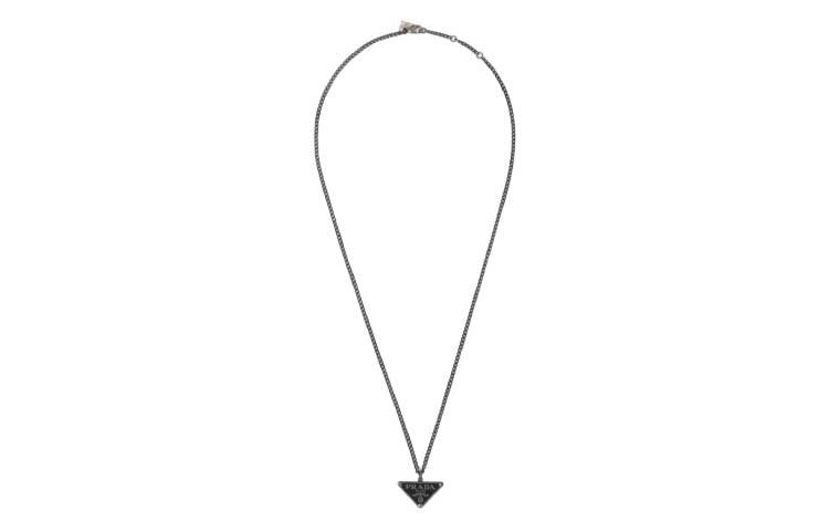 PRADA 925 Sterling Silver Necklaces Unisex Black