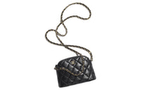 CHANEL Lambskin One Shoulder Crossbody Clutches Women's Black