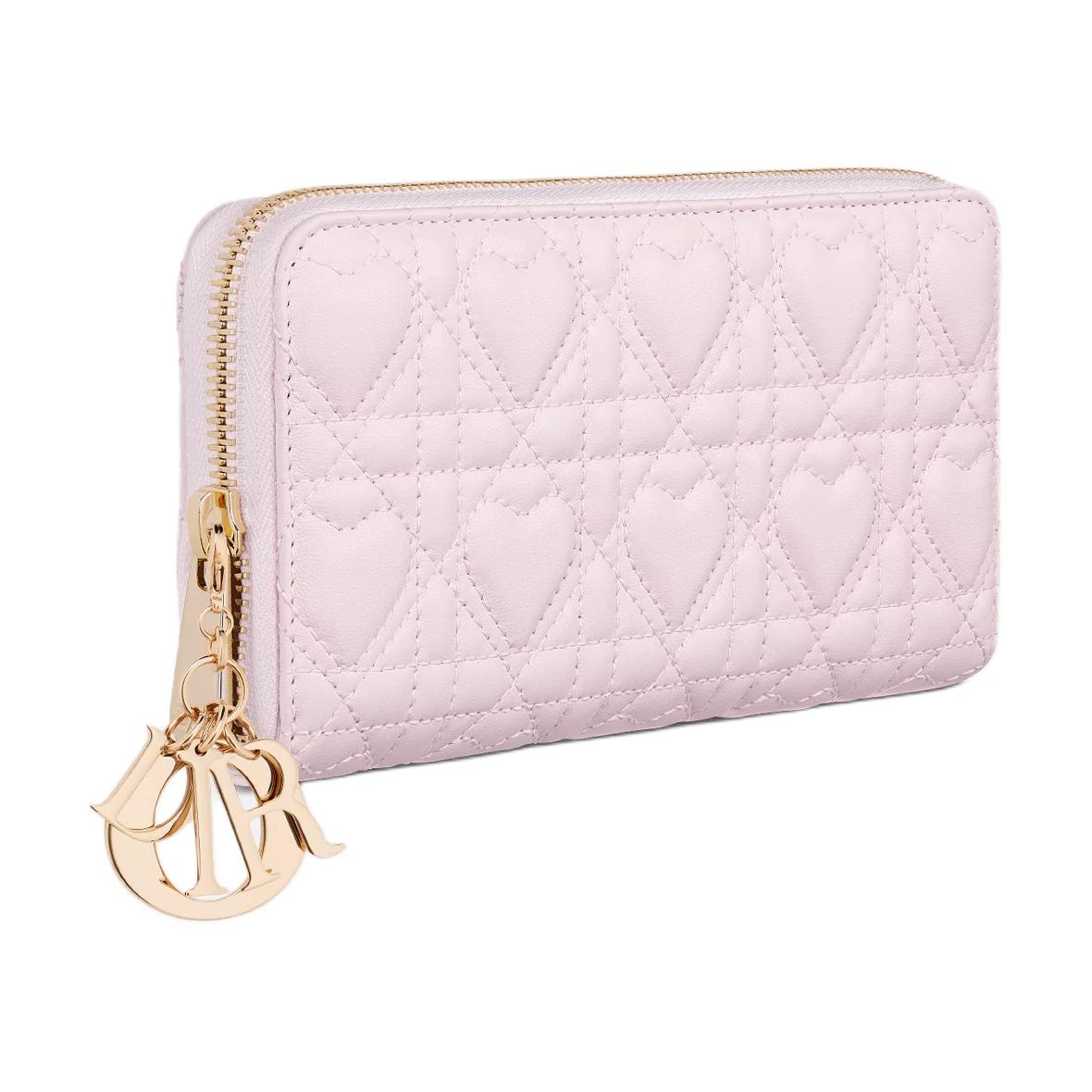 DIOR Lady Dior Lambskin Wallet Women's Light Pink