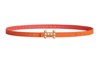 HERMES Bubble Smooth Buckle & Double-Sided Calfskin Leather Belts Women's Orange/Salmon Pink Width: 1.3cm
