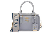 MIU MIU Leather Shoulder Bag Crossbody Bag Handbag Small Size Women's Blue