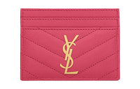 SAINT LAURENT Leather Card Clip Card Holder Regular Women's Fuchsia/Fuchsia