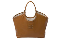 MIU MIU Leather Tote Bag, Shopping Bag, Handbag Women's Caramel