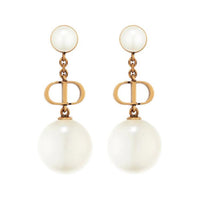 DIOR Resin Pearl, Metal, Gold Plated Earrings Women's Gold